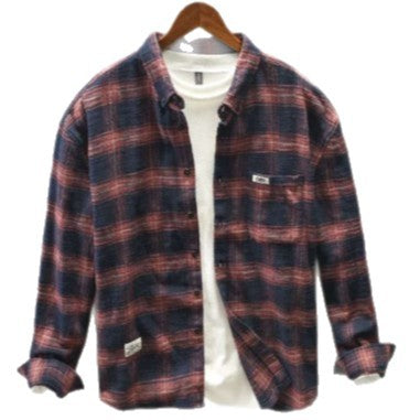 Herren Legeres Karo-Flanell-Overshirt aus weichem Baumwollmix mit Brusttasche Chichicherry