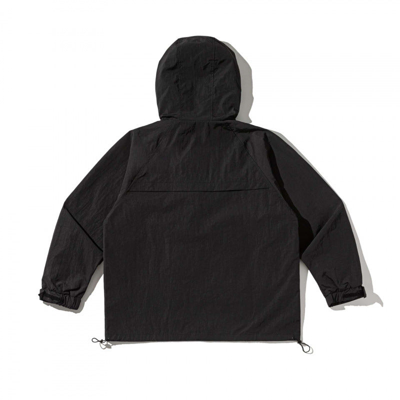 Unisex Technical Oversized Hooded Jacket with Mesh Ventilation Zones, Zipper and Drawstring Chichicherry