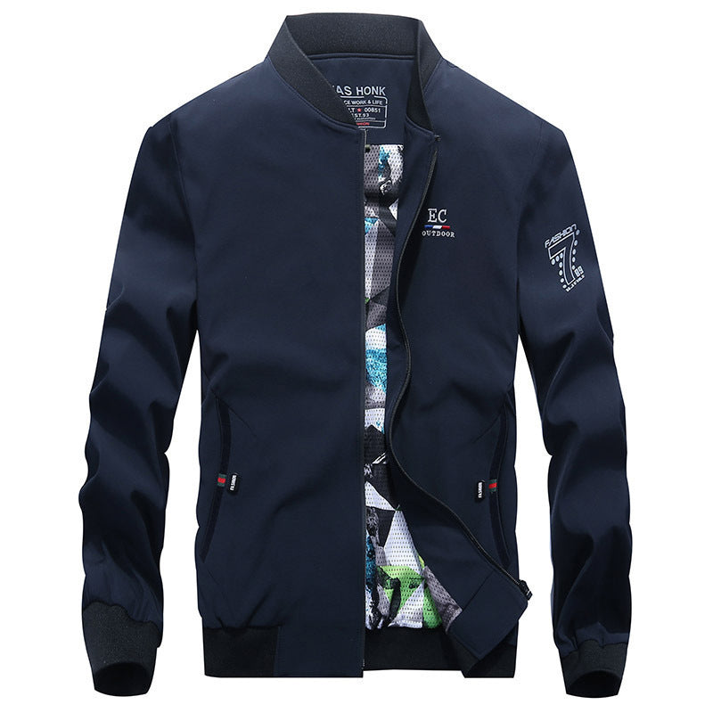 Men's lightweight softshell bomber with patterned mesh lining and wind-resistant exterior material Chichicherry