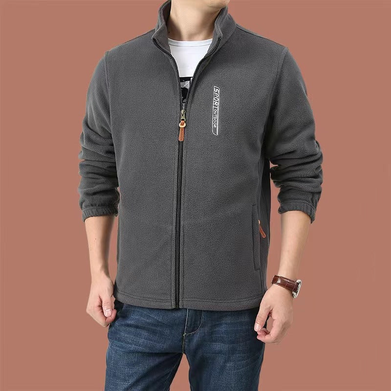 Men's fleece jacket with full zip, stand-up collar and side pockets Chichicherry