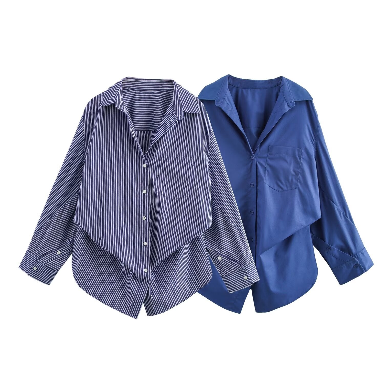 Women's oversized striped shirt with extended back and Kent collar Chichicherry