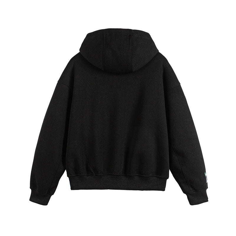 Unisex Oversize Hoodie Zip Jacket with Collegiate Patches Chichicherry