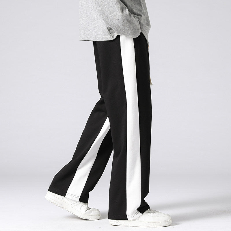 Men's Wide Trackpants with contrast side inserts, elastic waistband & drawstring Chichicherry