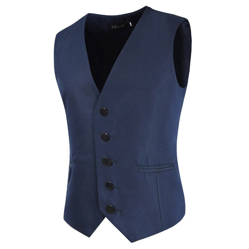 Men's Satin Tuxedo Vest with Tailored Fit, V-Neck and Elegant Button Placket Chichicherry