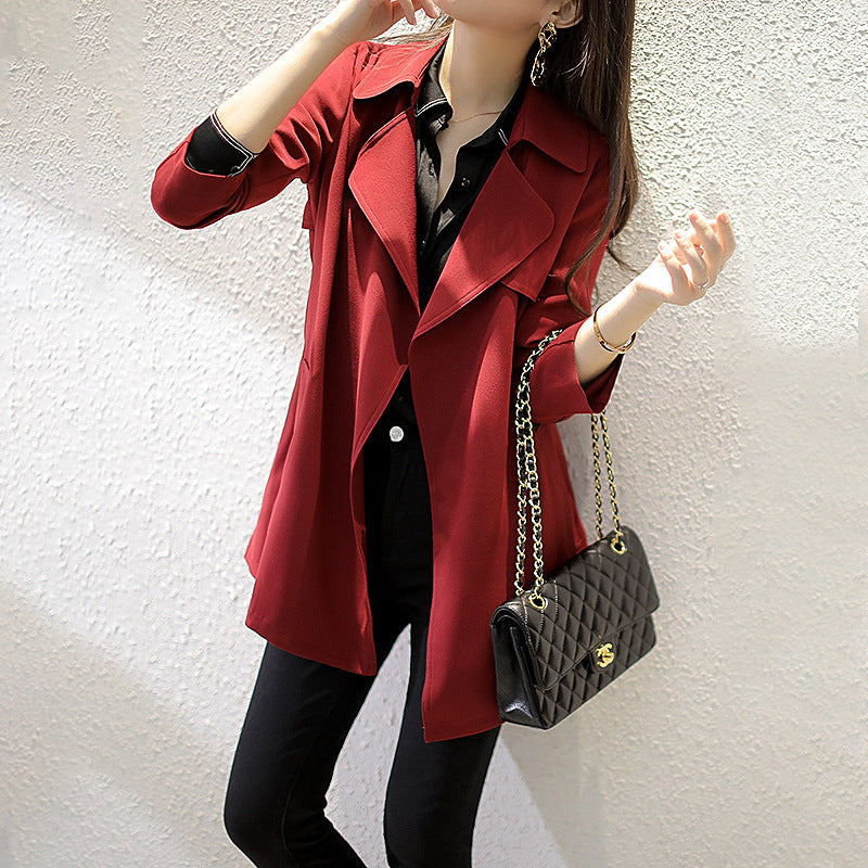 Women's Elegant Trench Coat with Waist Belt and Practical Pockets Chichicherry