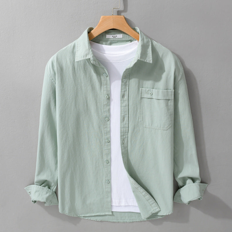 Men's Casual Layering Shirt Jacket made of lightweight cotton twill with patch chest pocket Chichicherry
