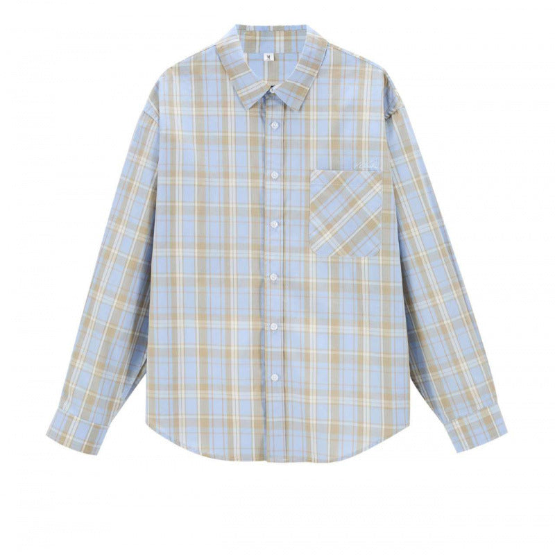 Unisex Boxy-check overshirt with shirt collar and applied chest pocket Chichicherry