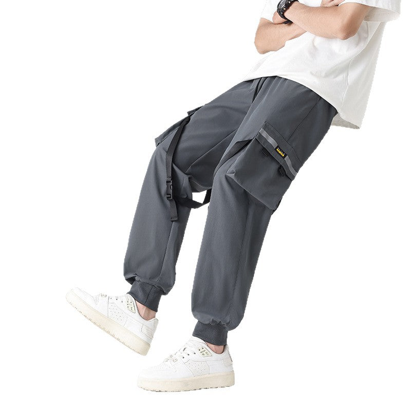 Men's Tech-Utility Cargo Pants with multifunctional leg pockets, adjustable straps & elastic cuffs Chichicherry