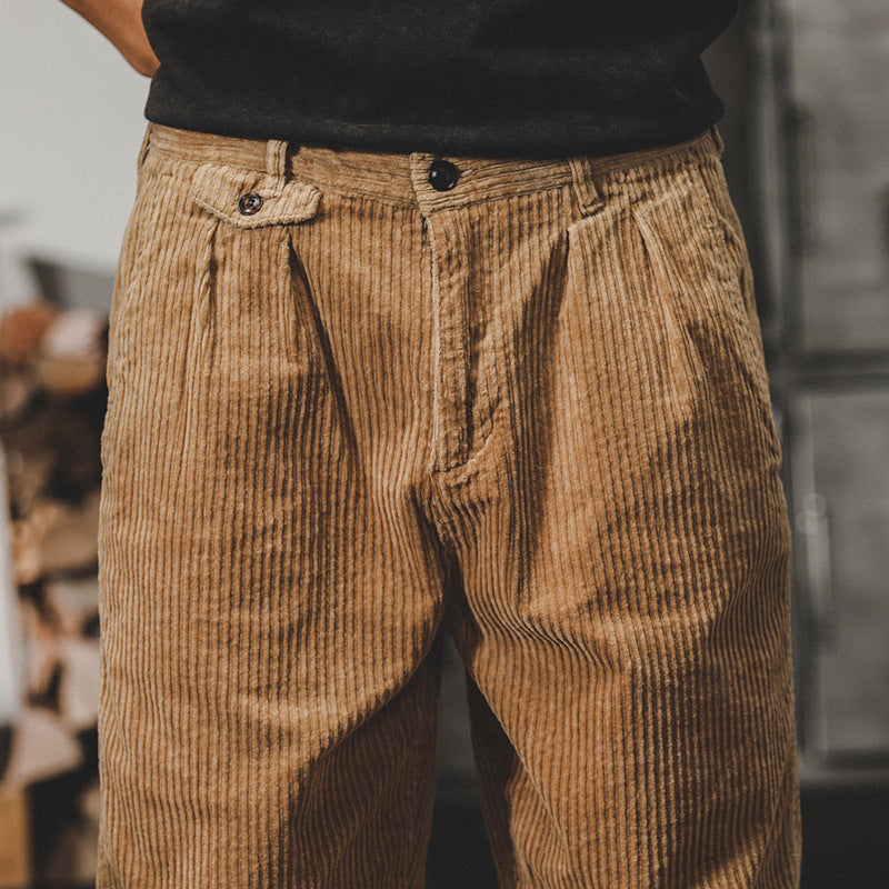Herren Relaxed-Fit Feincord-Hose mit elastischem Bund, Kordstruktur und gekrempeltem Saum Chichicherry