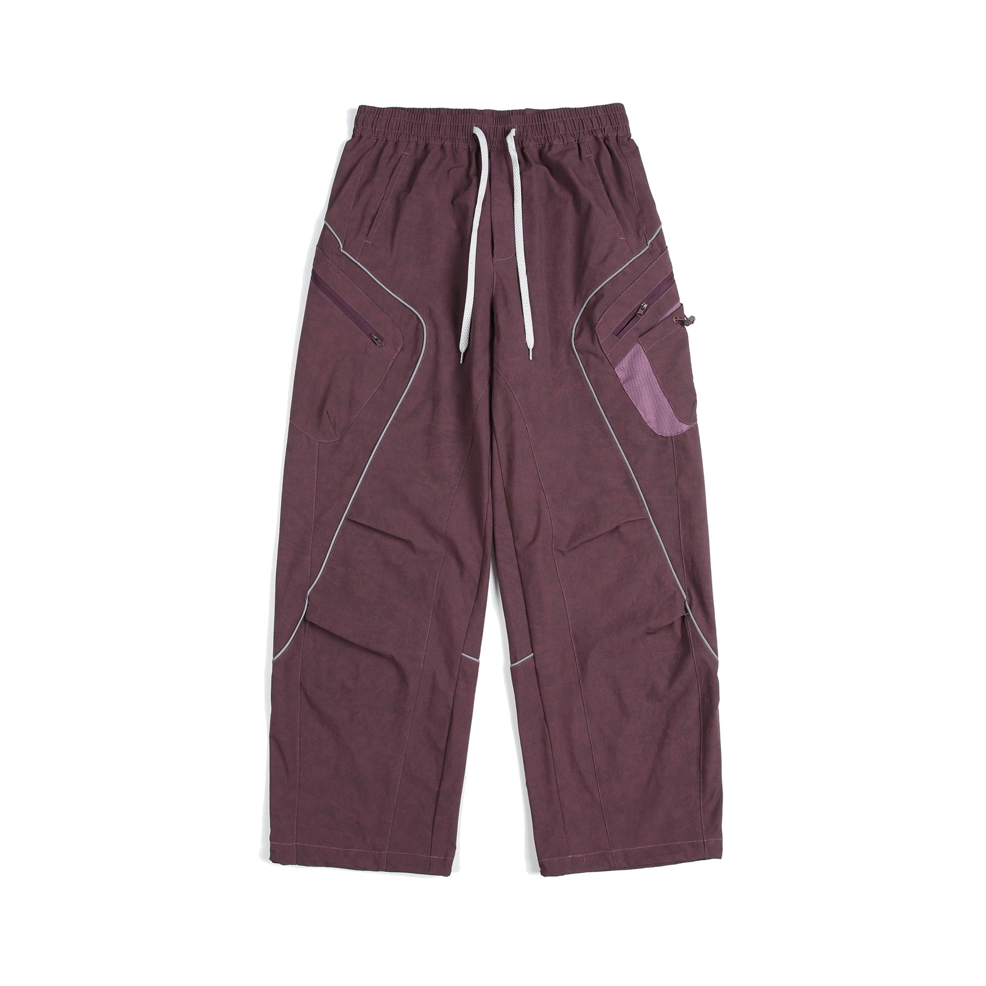 Unisex Cargo Culotte Pants with elastic waistband, zip pockets and mesh inserts Chichicherry