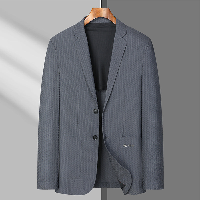 Men's Structured Business Blazer with Light Stretch and Patch Pockets Chichicherry