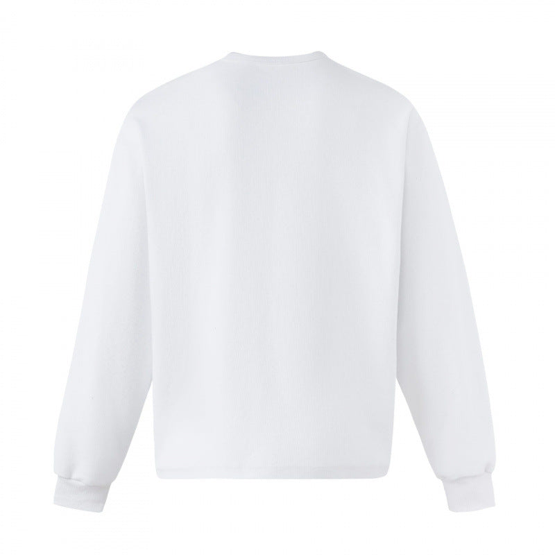 Unisex Oversize Sweatshirt with Henley Neckline and Blurry Butterfly Print Chichicherry
