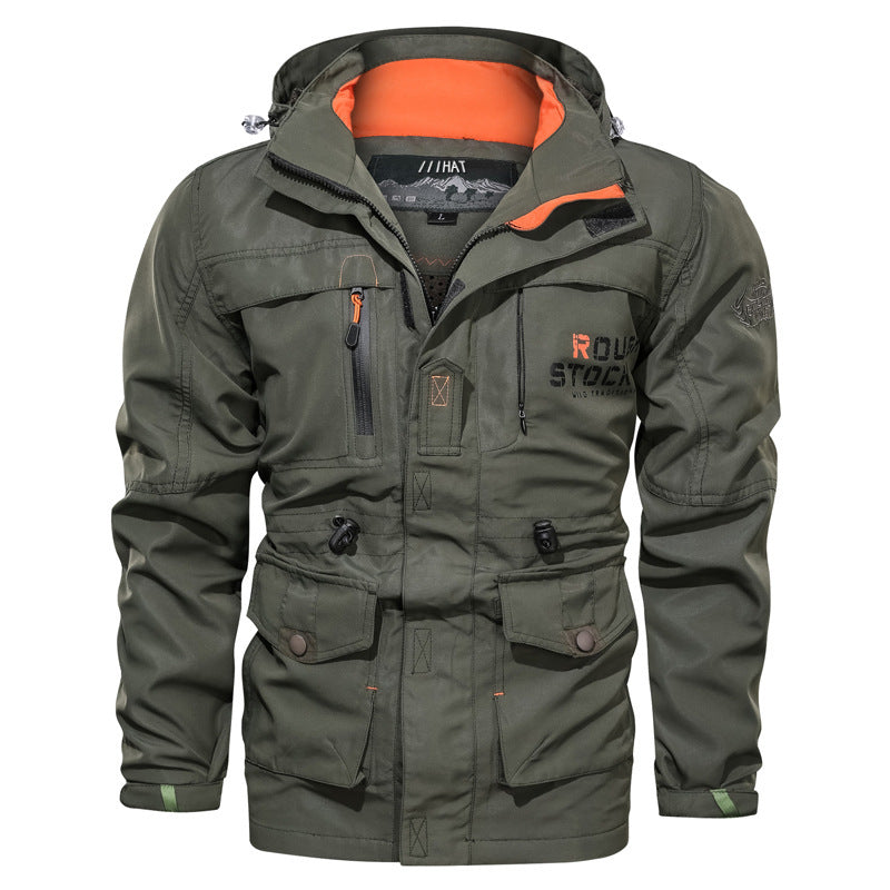 Men's robust utility parka with hood, multifunction pockets and waist regulation Chichicherry