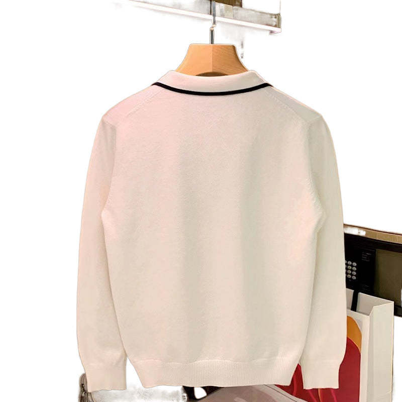 Herren Feinstrick-Polopullover mit offenem Polokragen und kontrastierter Kanten Chichicherry