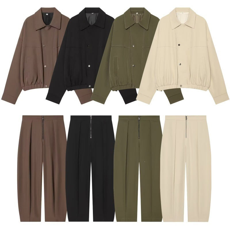 Women wide cropped pants with high waist, pleats and visible front zipper Chichicherry