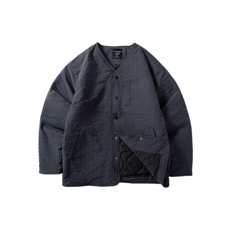Herren Steppjacke ohne Kragen mit Druckknopfverschluss und seitlichen Eingrifftaschen Chichicherry