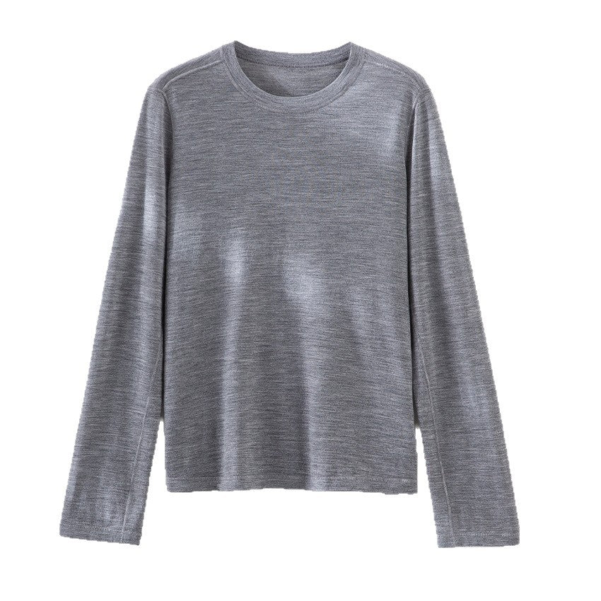 Women Fine Knit Long Sleeve Shirt with Round Neckline and Light Jersey Quality Chichicherry