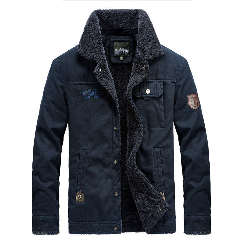 Men's robust canvas field jacket with warming sherpa lining and shirt collar Chichicherry