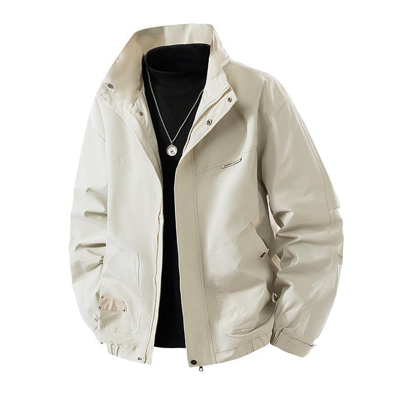 Men's Lightweight Technical Leisure Jacket with Stand-Up Collar, Concealed Zipper and Elastic Hem Chichicherry