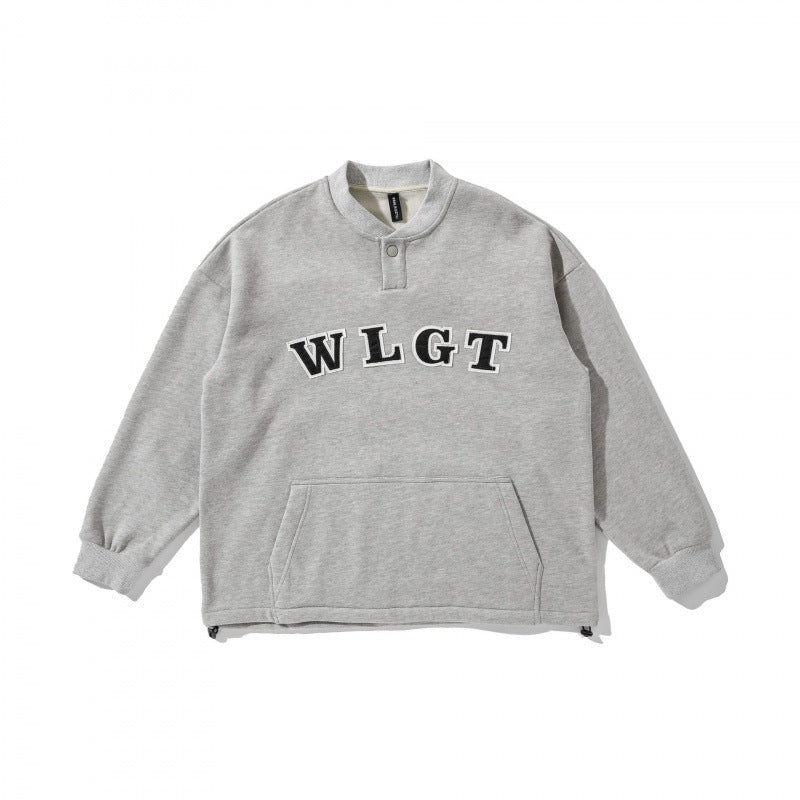 Unisex Oversize Sweatshirt with Henley button placket, kangaroo pocket and drawstring hem Chichicherry