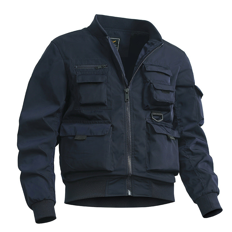Men's utility bomber jacket with multiple pockets and robust nylon construction Chichicherry