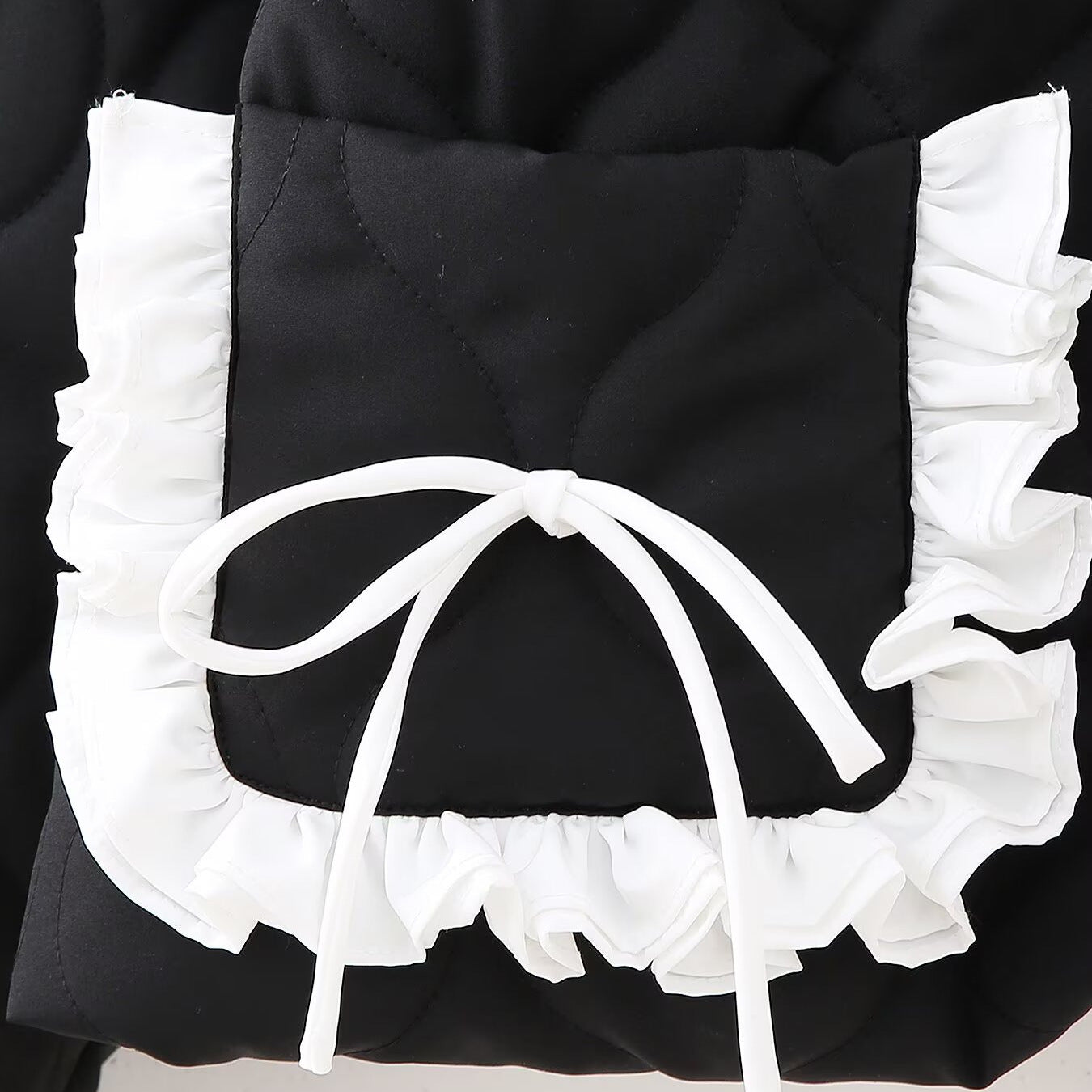 Women's short quilted jacket with high stand-up collar and ruffle pockets Chichicherry