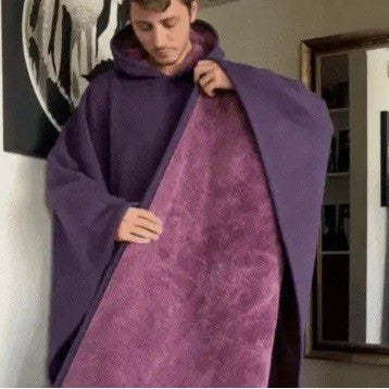 Unisex Kapuzen-Poncho-Decke mit wärmendem Fleecefutter und Oversize-Schnitt Chichicherry