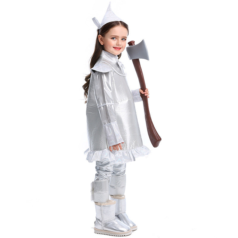 Girl costume as Silver Lumberjack with detailed accessories Chichicherry
