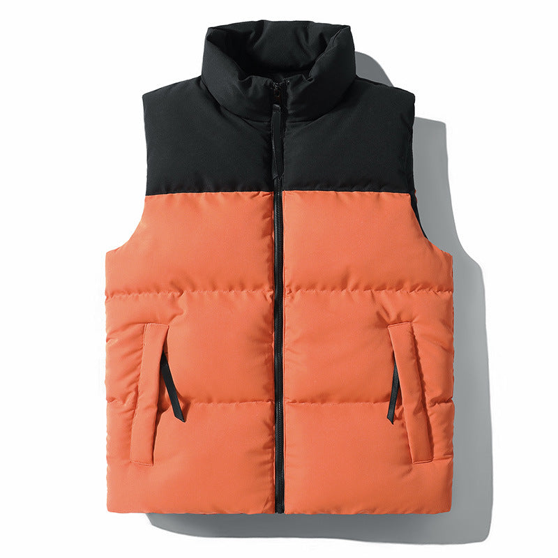 Men's Quilted Thermal Padded Vest with High Collar and Windproof Shoulder Yoke Chichicherry