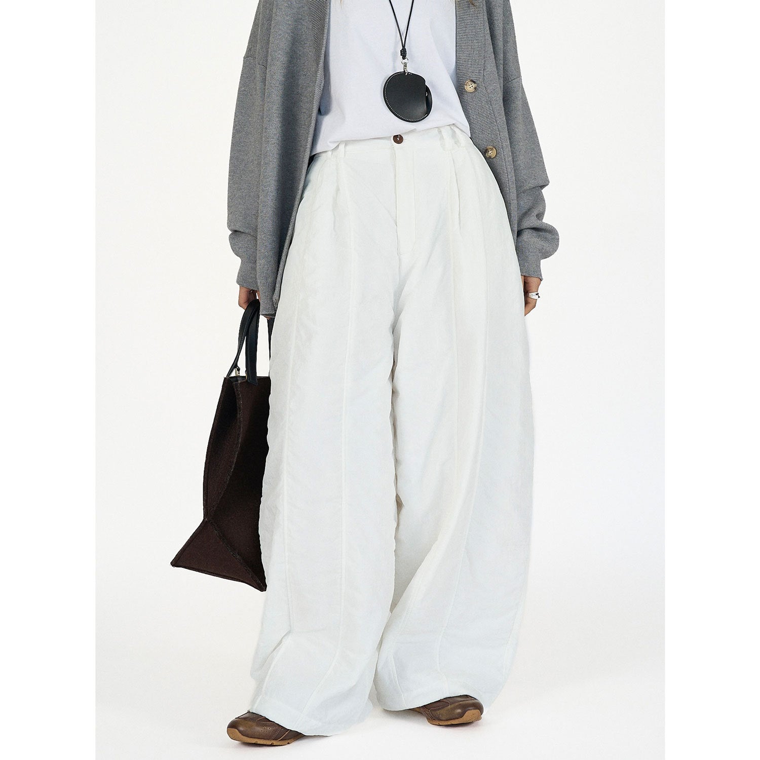 Ladies Padded High-Waist Palazzo Pants in Balloon-Cut Chichicherry