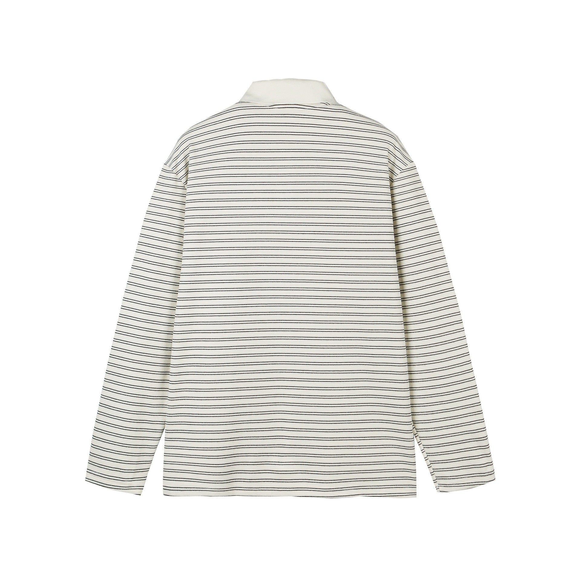 Men's Long Sleeve Polo Shirt in Striped Jersey with Henley Placket Chichicherry