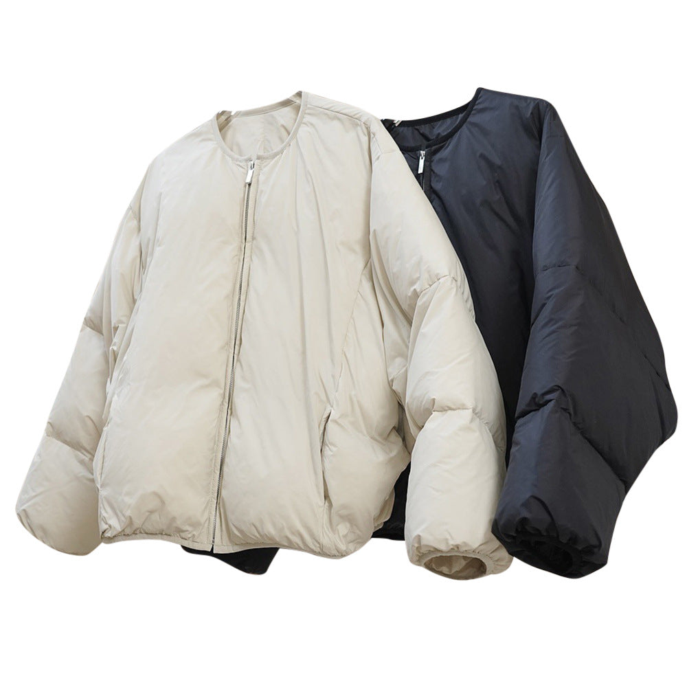Ladies Short Oversized Padded Jacket with Drawstring Waist and Ribbed Cuff Sleeves Chichicherry