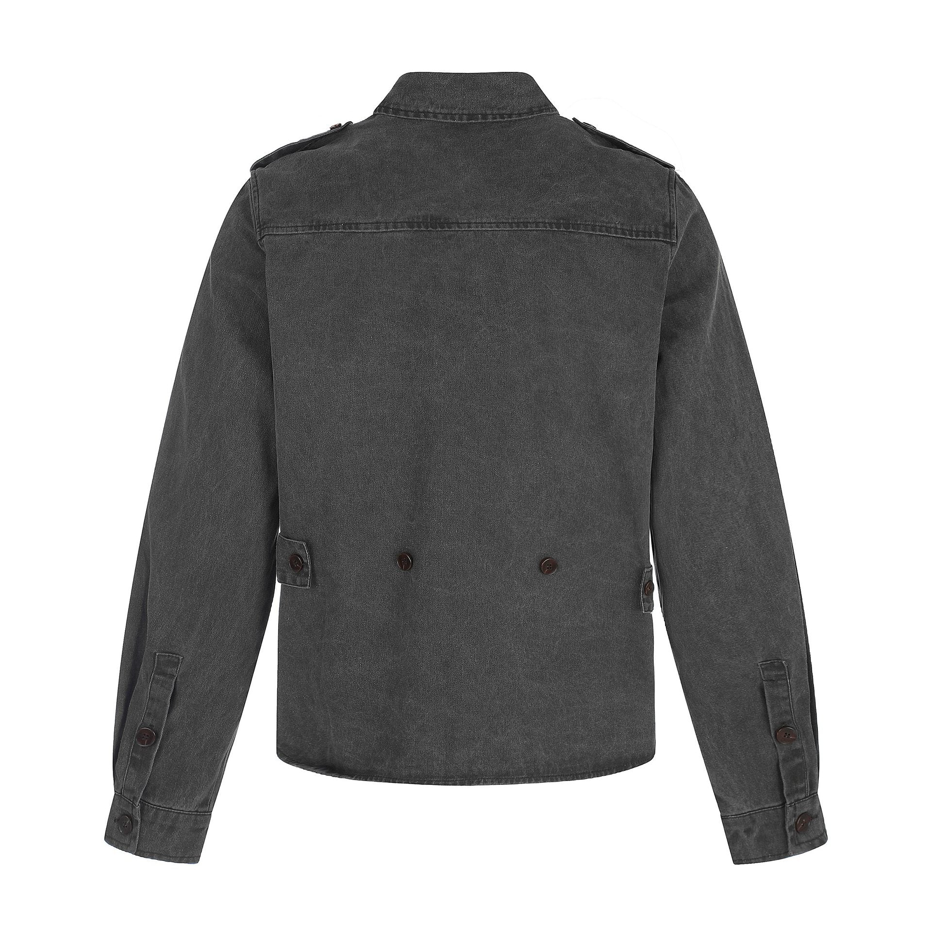 Men's shirt jacket made of washed denim with flap pockets and epaulettes Chichicherry
