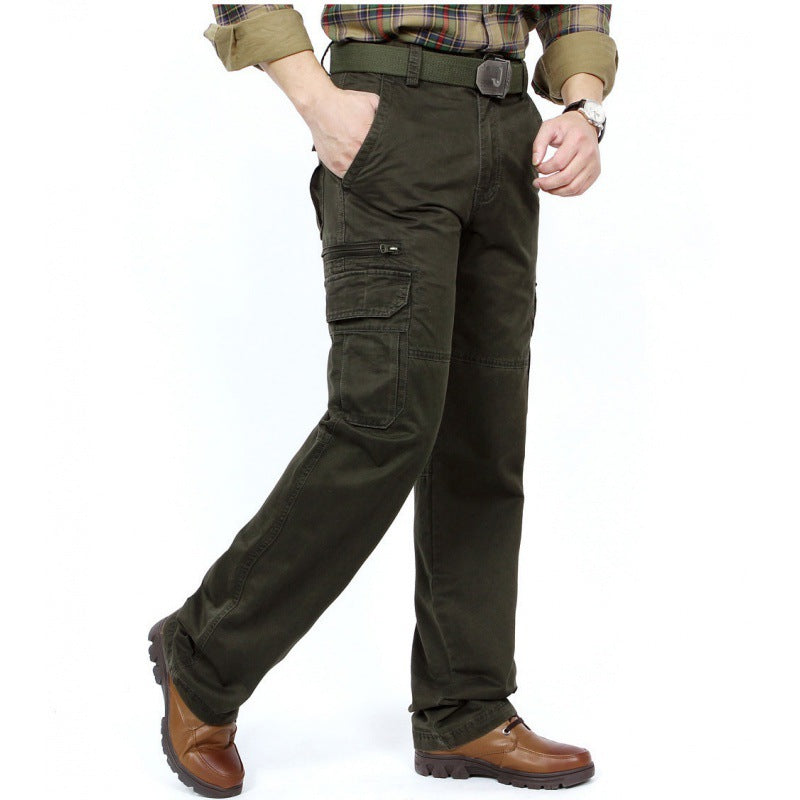 Men's Robust Elastic Canvas Cargo Pants with Reinforced Knee Areas and Multi-Pockets Chichicherry