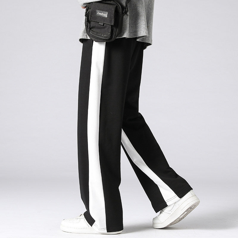 Men's Wide Trackpants with contrast side inserts, elastic waistband & drawstring Chichicherry