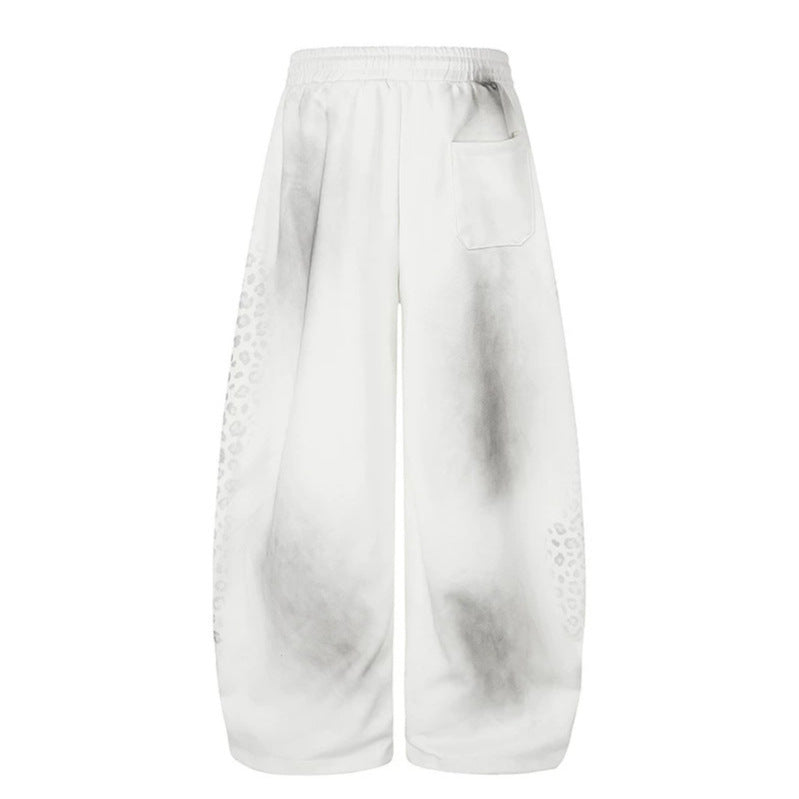 Women's Wide Palazzo Sweatpants with Comfort Waistband, Drawstring and Leopard Side Print Chichicherry