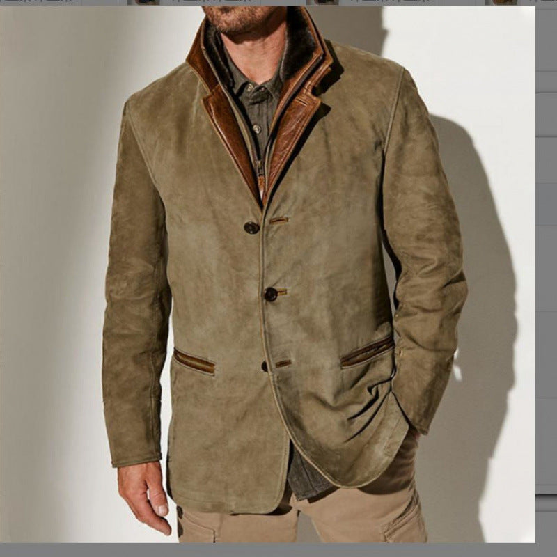Men's suede blazer with removable leather inner vest Chichicherry