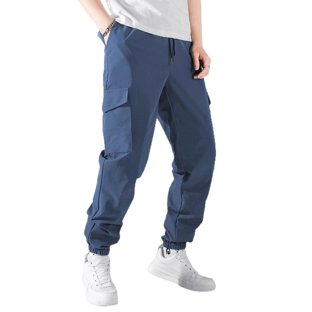 Men's Technical Cargo Jogging Pants in Utility Style with Flap Pockets & Elastic Cuffs Chichicherry