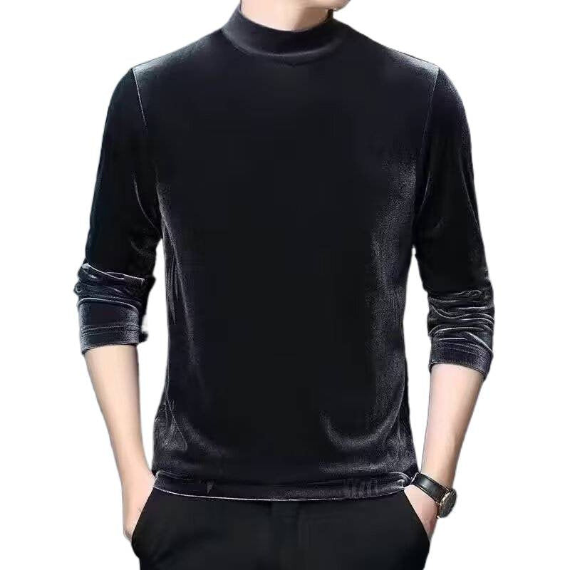 Herren Feiner Samt-Halbrollkragenpullover Slim-Fit Chichicherry
