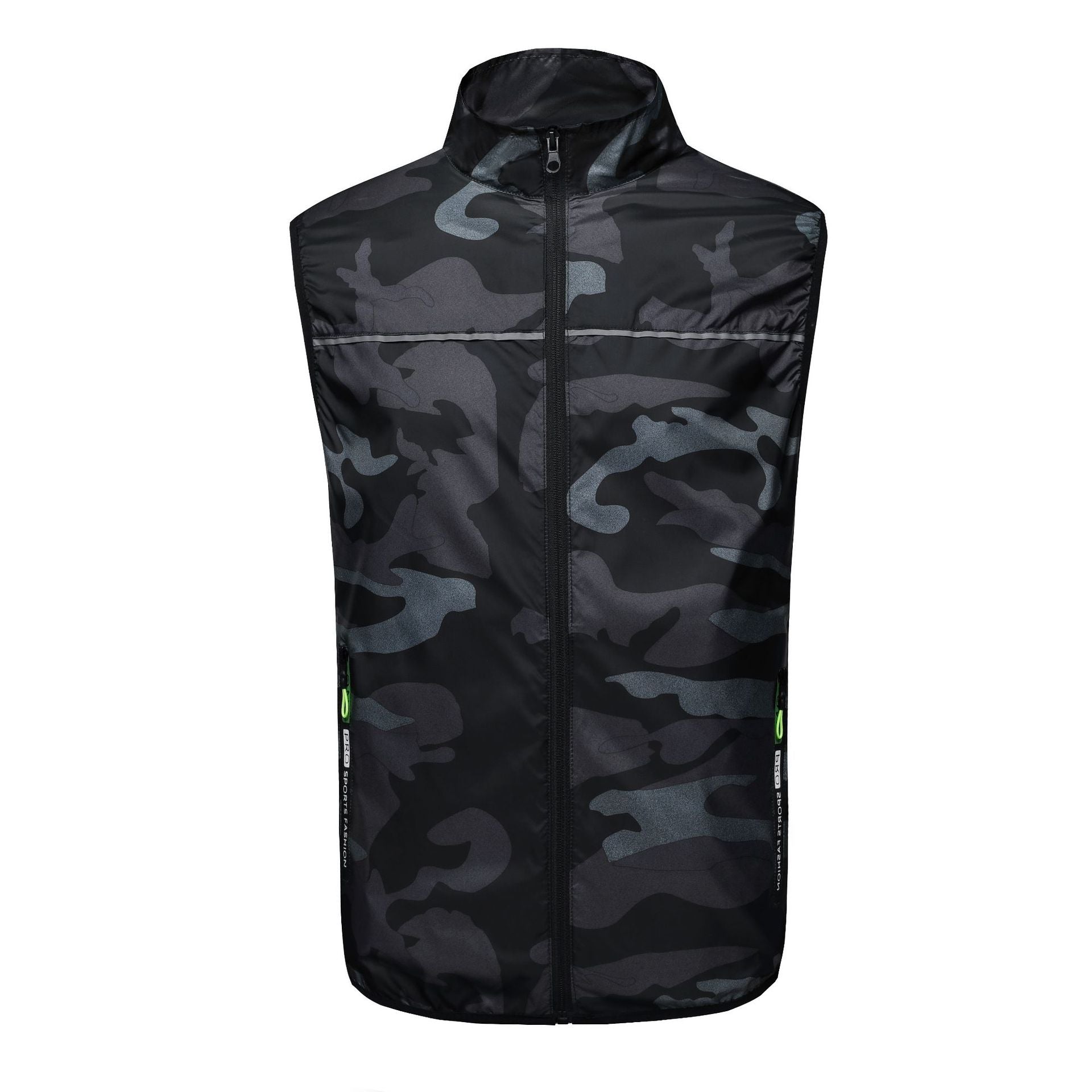 Unisex nan ultra-light windproof running vest with stand-up collar and reflective piping Chichicherry