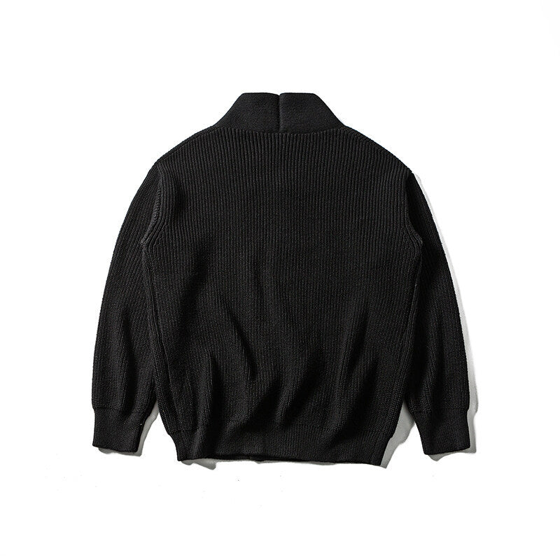 Men's knit cardigan with shawl collar and asymmetrical button placket Chichicherry