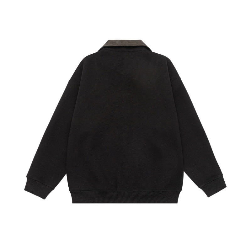 Unisex Oversized Zip Jacket with Cord Collar and Integrated Pockets Chichicherry