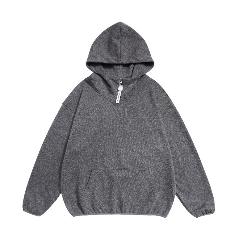 Unisex Cozy Oversized Hoodie with Elastic Hem and Half Zipper Chichicherry