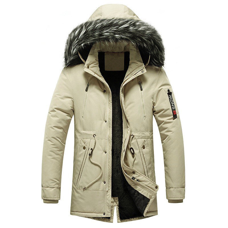 Men's padded winter parka with hood and faux fur trim, water-repellent and thermal insulated Chichicherry