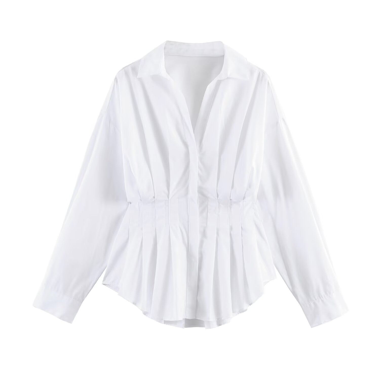 Women's tailored pleated blouse with peplum Chichicherry