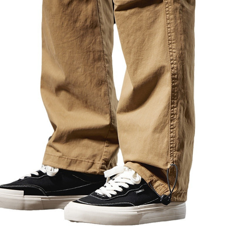 Men's cargo pants in utility look with multifunctional pockets and drawstring Chichicherry