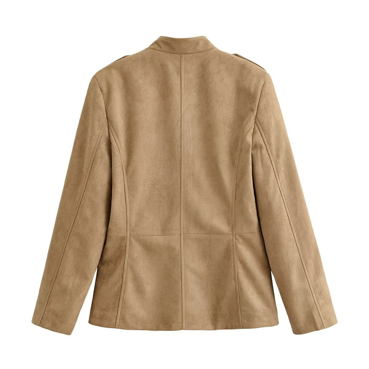 Women's tailored safari jacket in faux suede with flap pockets Chichicherry