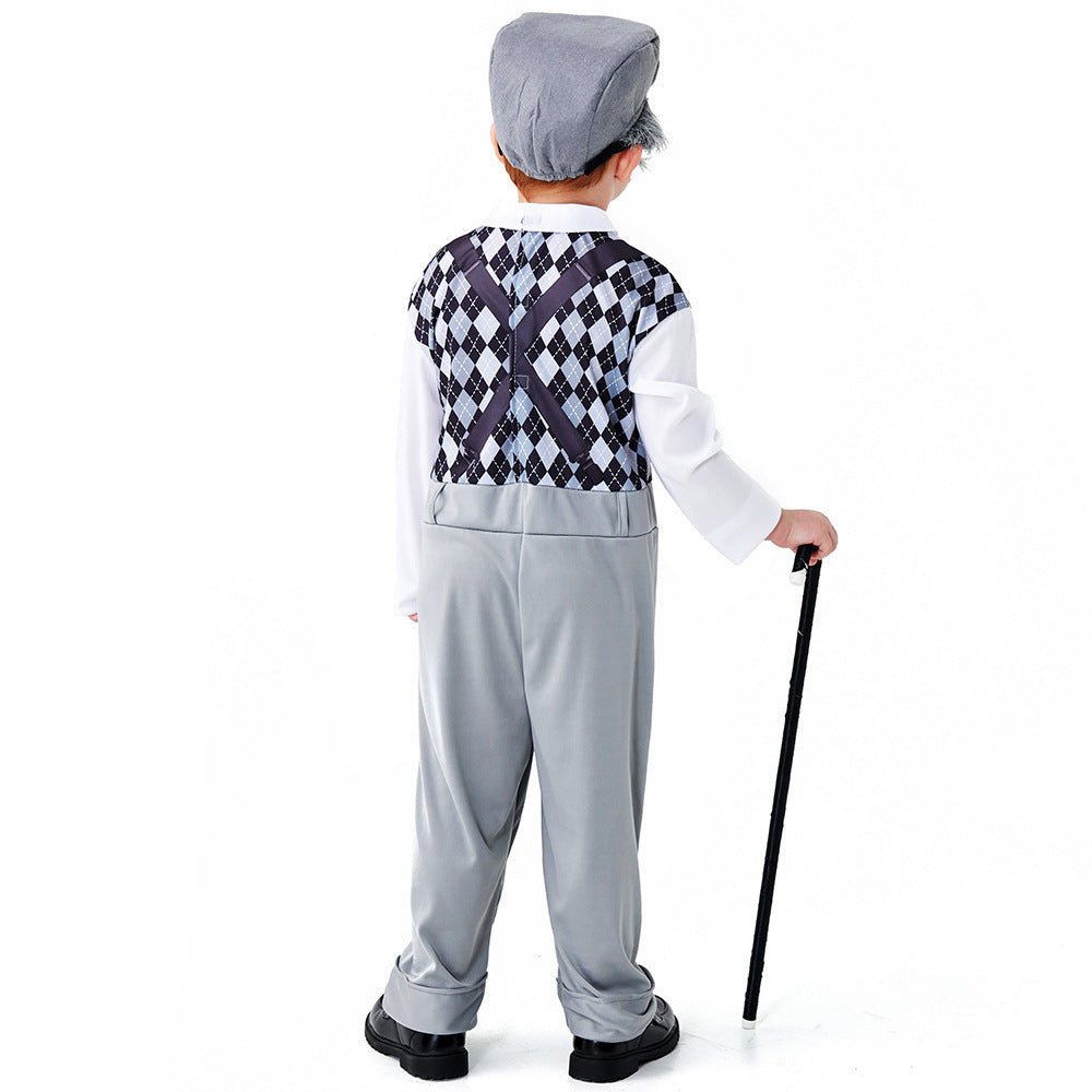 Men's carnival costume as a stylish grandfather with characteristic accessories Chichicherry