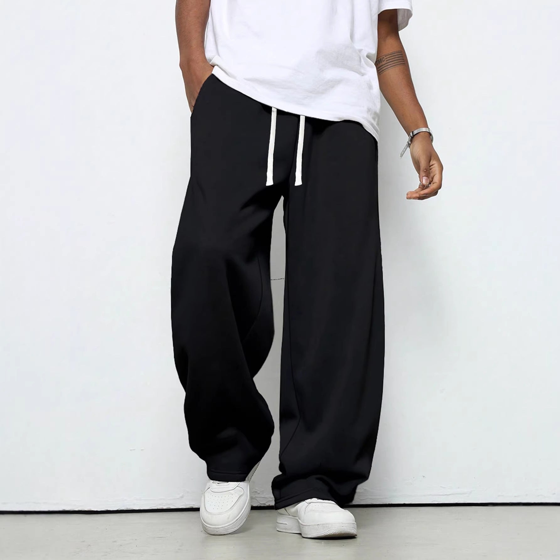 Men's Baggy Joggers in Urban Utility Style with Extra Wide Leg and Visible Drawstring Chichicherry