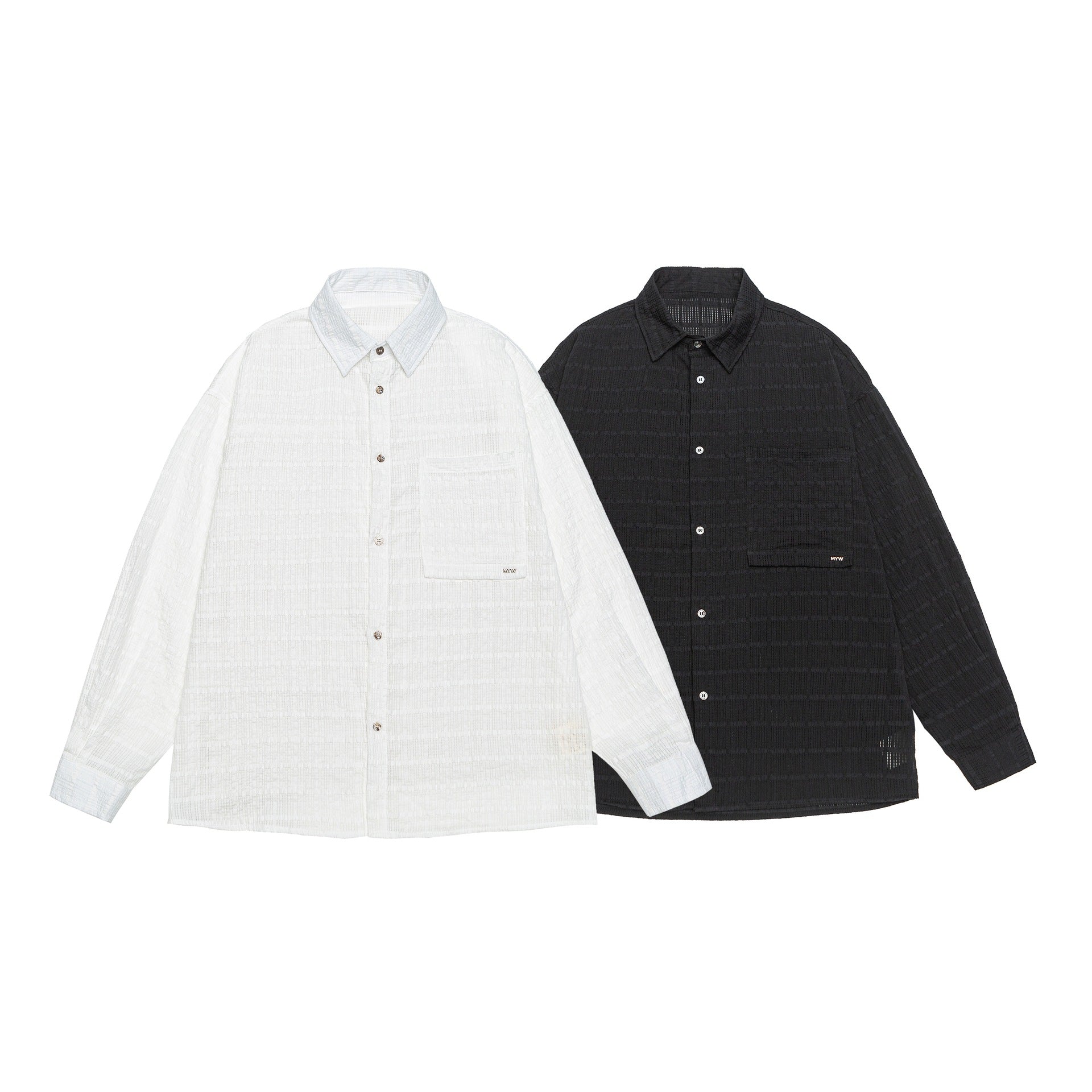 Unisex Textured Oversized Shirt Jacket with Chest Pocket Chichicherry
